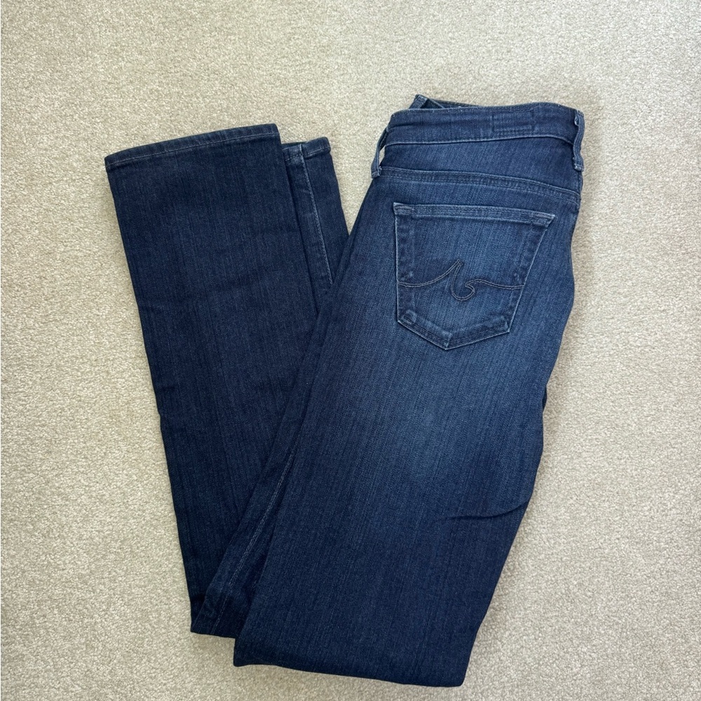 AG Adriano Goldschmied Stevie Slim Straight dark wash blue jeans, women’s 25R